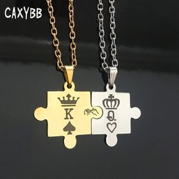 stainless steel jewelry couple necklace king queen Crown pendant accessories