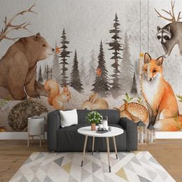 Custom Mural Wallpaper 3D Hand Painted Woods Bear Animal Children Room Background Wall Decoration Painting Papel De Parede Sala