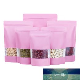 100pcs Resealable Lovely Pink Aluminium Foil Window Zip lock Bag Pinkish Party X-mas Gifts Coffee Spice Corn Heat Sealing Pouches