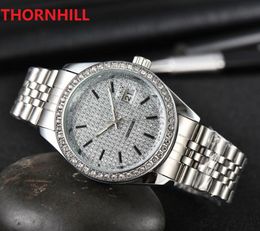 Top Quality Full Diamonds Dial Ring Watch Men Stainless Steel Women Wristwatch 40mm Unisex Watches Lovers Quartz Clock