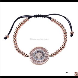 Beaded, Strands Bracelets Jewelry Drop Delivery 2021 Fashion Bracelet Multi-Layer Copper Gold-Plated Zircon Micro-Inlaid Exaggerated Braided