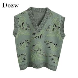 Women Floral Patchwork Knitted Tank Top V Neck Loose Ladies Tops Summer Sleeveless Plus Size Tank Female Ropa De Mujer 210414