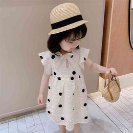 Summer Girls' Dress Korean Style Little Flying Sleeve Polka Dot Princess Baby Kids Children'S Clothing For Girl 210625
