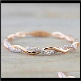 Band Drop Delivery 2021 Round For Women Thin Rose Gold Colour Twist Rope Stacking Wedding Rings Jewellery In Stainless Steel 10Pcs 0Cmdr