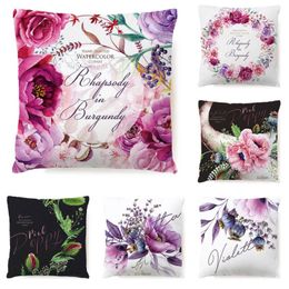 Cushion/Decorative Pillow Watercolour Flowers Home Decoration Sofa Office Car Short Plush Cushion Cover Case