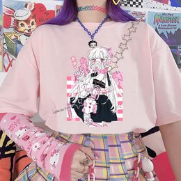 Pink Cute Cartoon Tops Sweet Girls Japanese Streetwear Harajuku Y2k Kawaii Casual Top Ulzzang Vintage Chic Loose Summer Women T-shirt