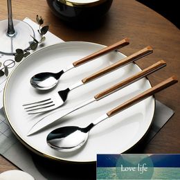 Dinnerware Wedding Fork Cutlery Dishes Tools Adult Holiday Spoon Tableware Wooden Handle Stainless Steel Kitchen Accessories