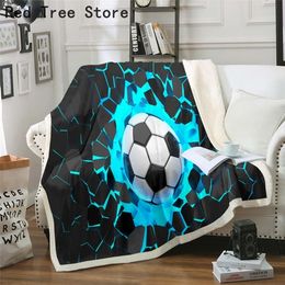 Throw Blanket Soccer Sports Athlete 3D Printed Warm Blankets Microfiber Flannel Fabric Cover For Bedroom Bedding Sofa Car Travel