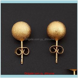 Jewelrywomen 18 K Fashion Natural Jewellery Fine Gold G/F Earring Wedding Ethiopian Round Stud Earrings Sand Blast For Baby Girls Hoop & Hie D