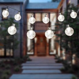 40#30 LED Crystal Ball 6.5M Solar Lamp Power LED String Fairy Lights Strings Solar Garlands Garden Christmas Decor For Outdoor Y0720