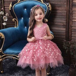 Girls Princess Wedding Dress 1-5 Years Baby Girls Lace Cotton Birthday Party Dresses Children Girls Dress Kids Ball GownCostume G1129