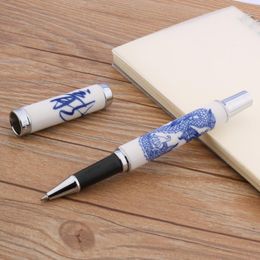 -Jinhao 995 Argent bleu et blanc élégant peinture traditionnelle chinoise peinture céramique stylos billeball stylos