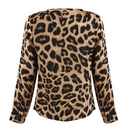 Ly 1 Pcs Women Lady Shirt Blouse Long Sleeve V Neck Leopard Print Fashion Clothing M99 Women's Blouses & Shirts