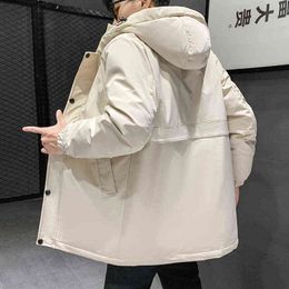 2022 Men's Fashion Mid-length Down Jacket Winter Warm Fashion Slim Jacket Coat Asian size S-3XL G1108