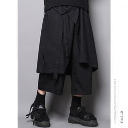 Original Design Japanese Dark Yamamoto Hairdresser With Ribbon Loose Casual Trousers Nine-minute Culottes Men Trend Men's Pants