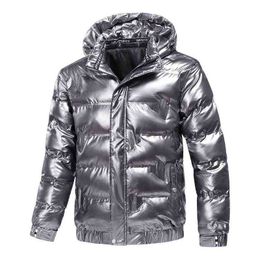 2020 New Arrival Men's Parkas Jacket Fashion Hooded Collar Windbreaker Coat Men Bright Thick Warm Outwear Men Clothing M-4XL Y1103