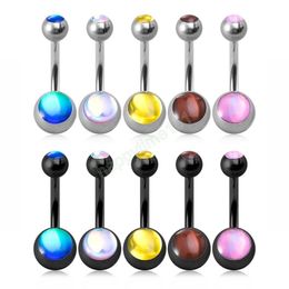 Reflective Discolor Belly Button Ring Dangling Navel Piercing Bar Ombligo Party Stud Barbell for Woman Sexy Body Jewelry