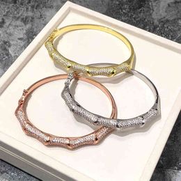 Charm Bracelets 09 Rising Design Sense of Chinese Style Bamboo Semi Diamond Gold-plated Personalized Trend