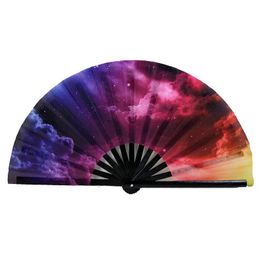 Other Home Decor Chinese Style Hand Fan Colour Geometric Printing Folding Dance Carnival Festival Wedding Party Accessories