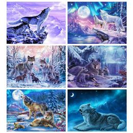 Evershine Diamond Painting Animal Cross Stitch Embroidery Wolf Full Drill Display Mosaic Kit Winter Scenery Art