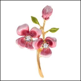 Pins, Brooches Jewelry Cindy Xiang Enamel Rhinestone Flower For Weddings Office Elegant Plant Brooch Pins Women And Men 3-Colors Drop Delive