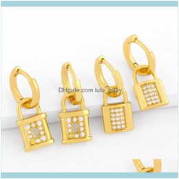 Chandelier Jewelrygold Plated Padlock Earrings For Women Stone Small Lock Charm Dangling Cz Pave Cubic Zirconia Jewellery Gifts Ersv23 Dangle