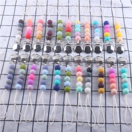 Baby Pacifier Clips Chain Silicone Beads BPA Free DIY Dummy Clip Soother Chains Nipple Holder Baby Feeding Tool 22 Colours BT6616