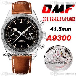 OMF A9300 Automatic Chronograph Mens Watch Tachymeter Bezel Black Dial 3331.12.42.51.01.002 (Black Balance Wheel) Super Edition Brown Leather Strap Puretime M45