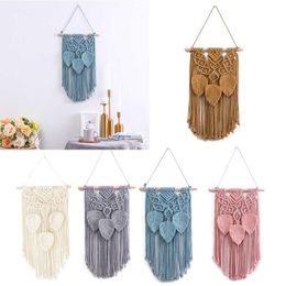 Decorative Objects & Figurines Handmade Tassel Leaves Macrame Nordic Style Wall Hanging Tapestry Boho Kids Room Nursery Decor Po Props M6CE