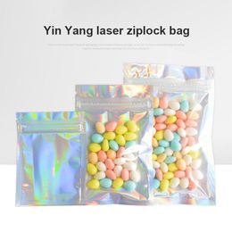 Storage Bags 100Pcs 5 Sizes Laser Plain Self Sealing Bag Resealable Seal Translucent Plastic Vacuum Food Fresh Packing