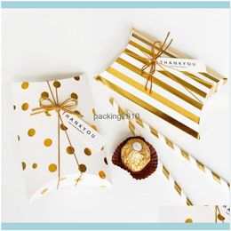 Gift Event Festive Supplies Home & Gardengift Wrap 5Pc Box Candy Pillow Shape Birthday Packaging Party Sweet Wedding Biscuit Bronzing Bow1 D