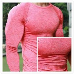 Men Quick Dry Fitness Tees Outdoor Sport Running Climbing Long Sleeves Tights Bodybuilding Tops Gym Train Compression T-shirt 210409