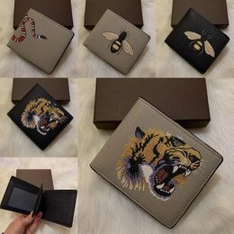 High Quality Men Animal Short Wallet Leather Black Snake Tiger Bee Wallets Women Luxury Purse Card Holders With Gift Box