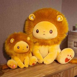 25/40cm Golden Adorable Lion Toy Plush Stuffed Sitting Lions Little Zoo Animal Cute Cartoon Plushie Children Appeasing Gift 210728