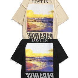 Summer LOST IN PARADISE 3M Colorful Reflective T Shirt Men Women Fashion Casual Loose T-shirt ASK High Street Washed T-shirts X0726