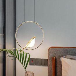 Nordic Style Creative Bird Shape Chandelier Alloy Acrylic Bedroom Bedside Living Room Corridor Adjustable Angle Decorative Light Pendant Lam