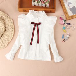 Ankunft Mädchen Blusen Herbst Kinder Kleidung Weiße Stehkragen Bluse für den Schulanfang Shirts Teen Kinder Tops 220314