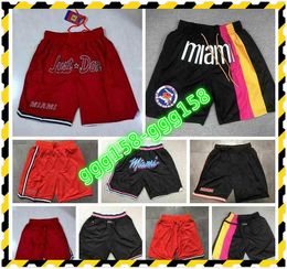 2021 Pantaloncini da basket da uomo Pantaloncini tascabili Authentic Stitched MiamiH Dwyane 3 Wade Jimmy 22 Butler Just Don Retro Mesh Classic