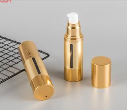 30ml Empty Gold Lotion Cream Airless Pump Cosmetic Bottle BB CC Plastic Liquid Make Up Cosmetics Container Packaging SN106goods