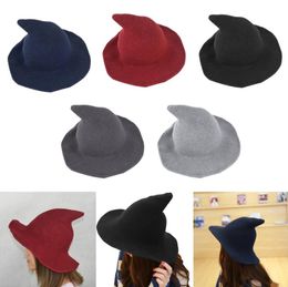 Womens Wool Witch Hats Fashion Knit Foldable Wizard Cap for Christmas Halloween Costume Party Cosplay Prop
