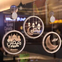 Strings LED Night Light Ramadan Hanging Lamp Muslim Festival Castle Moon 3D Mubarak Indoor Decor Atmosphere 16cm And 24cm