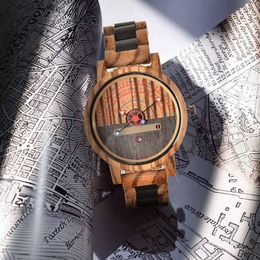 Wristwatches SHIFENMEI Sandalwood Strap Wooden Trendy Man's Wristwatch Casual Quartz Watch Men