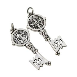Catholicism Benedict Medal Cross Cristo Redentor Key Spacer Charm Beads Pendants T1686 16.5x41mm Jewellery Findings Components