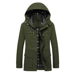 Spring Autumn Trench Coat Men's Military Windbreaker Jacket Pure Cotton Plus Size Men Overcoat Washed Jacket Outerwear 211011