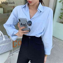 Korean Solid Loose Casual Cotton Shirts Women Spring Long Sleeve Women's Blouse Tops Button Up Ladies Office Shirt 13803 210512