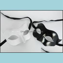 Festive Party Supplies Home & Gardenmens Fancy Dress Venetian Male Masquerade Masks Plastic Half Face Mask Black White Gold Sier Drop D