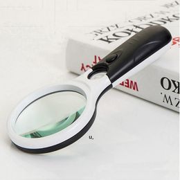 3 Lights High Magnifier 3/45 Times Handheld Appreciation Magnifying Mirror Antique Jewelry Identification Magnifying Glass RRE12871