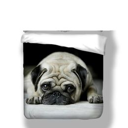 3D Cute Animal Dog Pug Print Bedclothes Delicate Soft Bedding Set