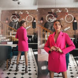 Street Shot Suits Dresses Long Sleeve Double Breasted Short Formal Office Lady Blazer Outfits Evening Party Wedding One Jacket