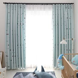 Curtain & Drapes Chicity Embroidered Cartoon Star Curtains For Kid's Bedroom Blue Decor Living Room And Kitchen Window Customized